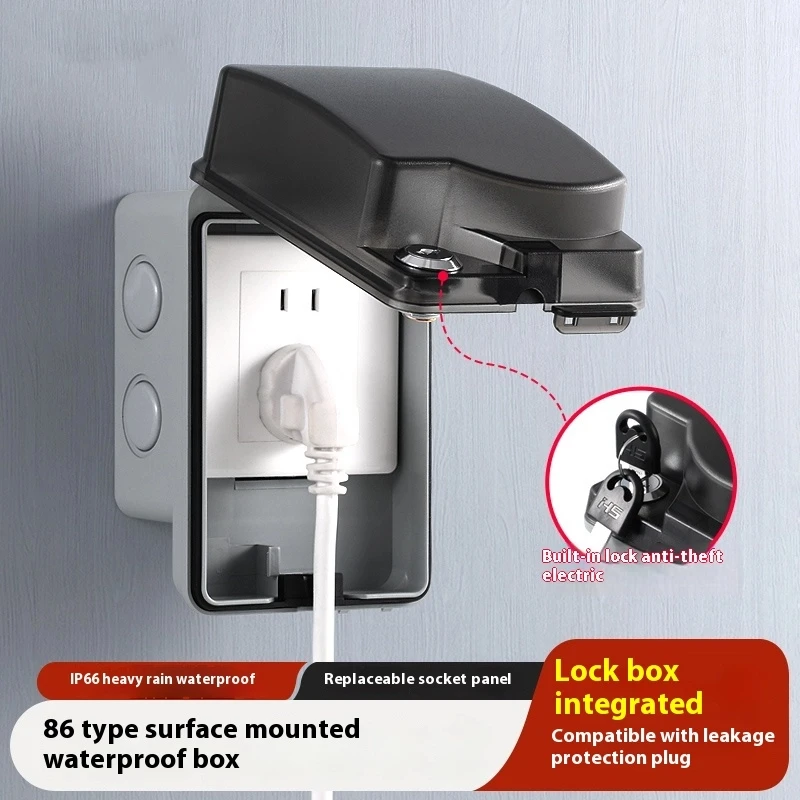 Outdoor Power Socket With Lock - Outdoor Waterproof Socket Open-installed Outdoor Rainproof