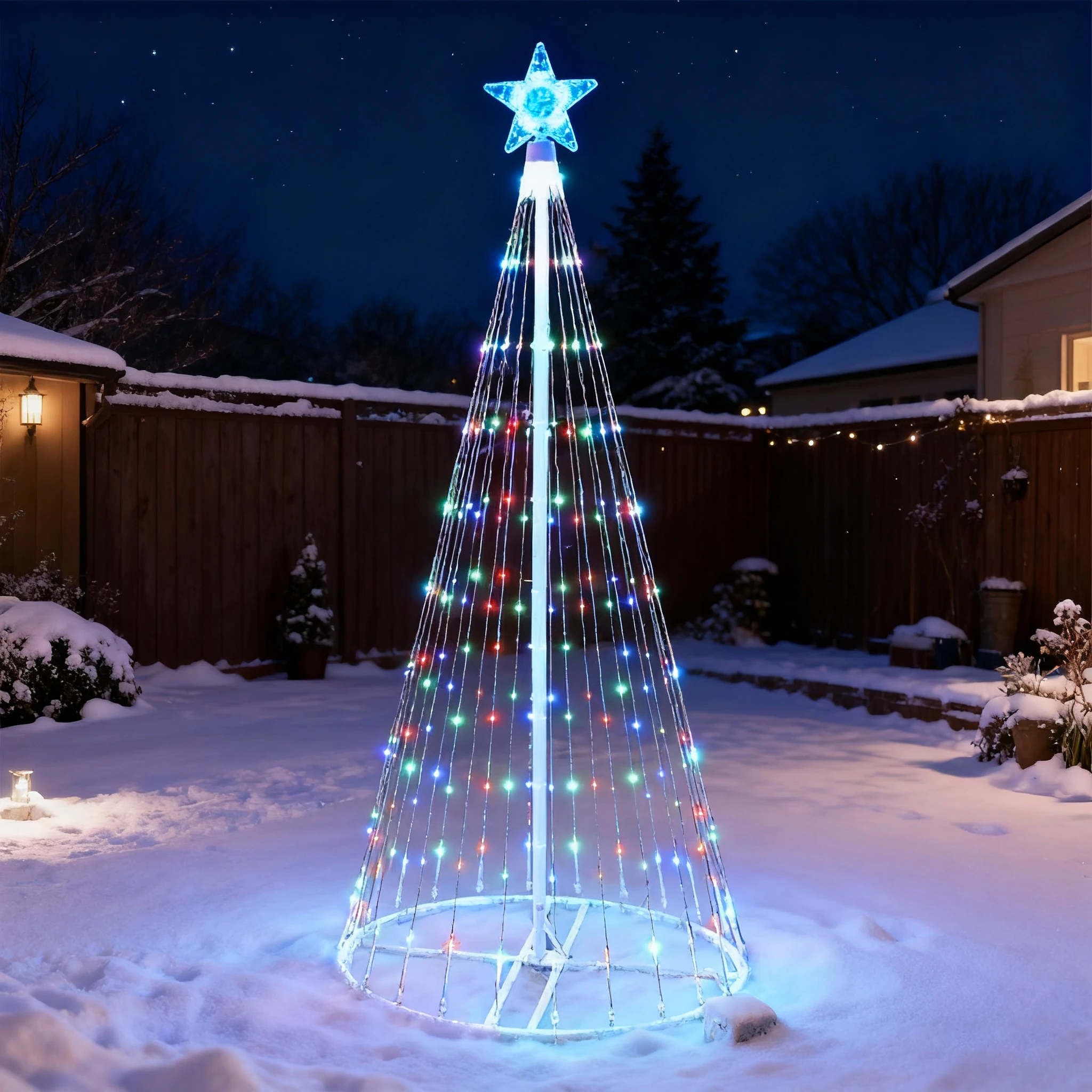 Solar-Powered LED Waterfall St - Outdoor Power Post recension och pris